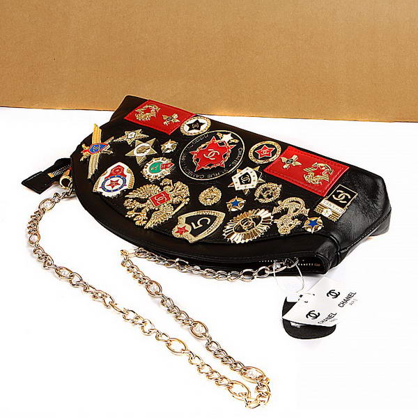 Fake Chanel Romanov A47369 Black Lambskin Clutch Bag On Sale